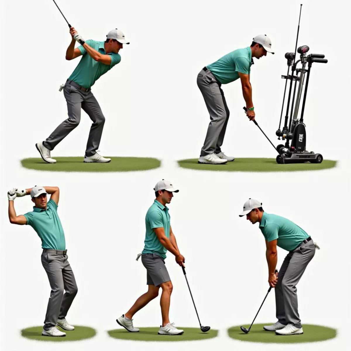 Golfer Stretching And Exercising