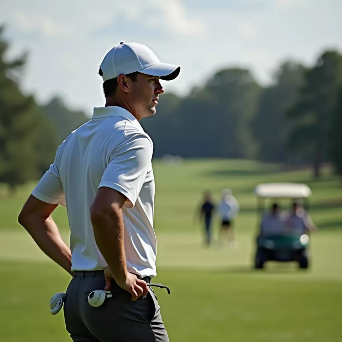 Golfer Planning His Next Shot