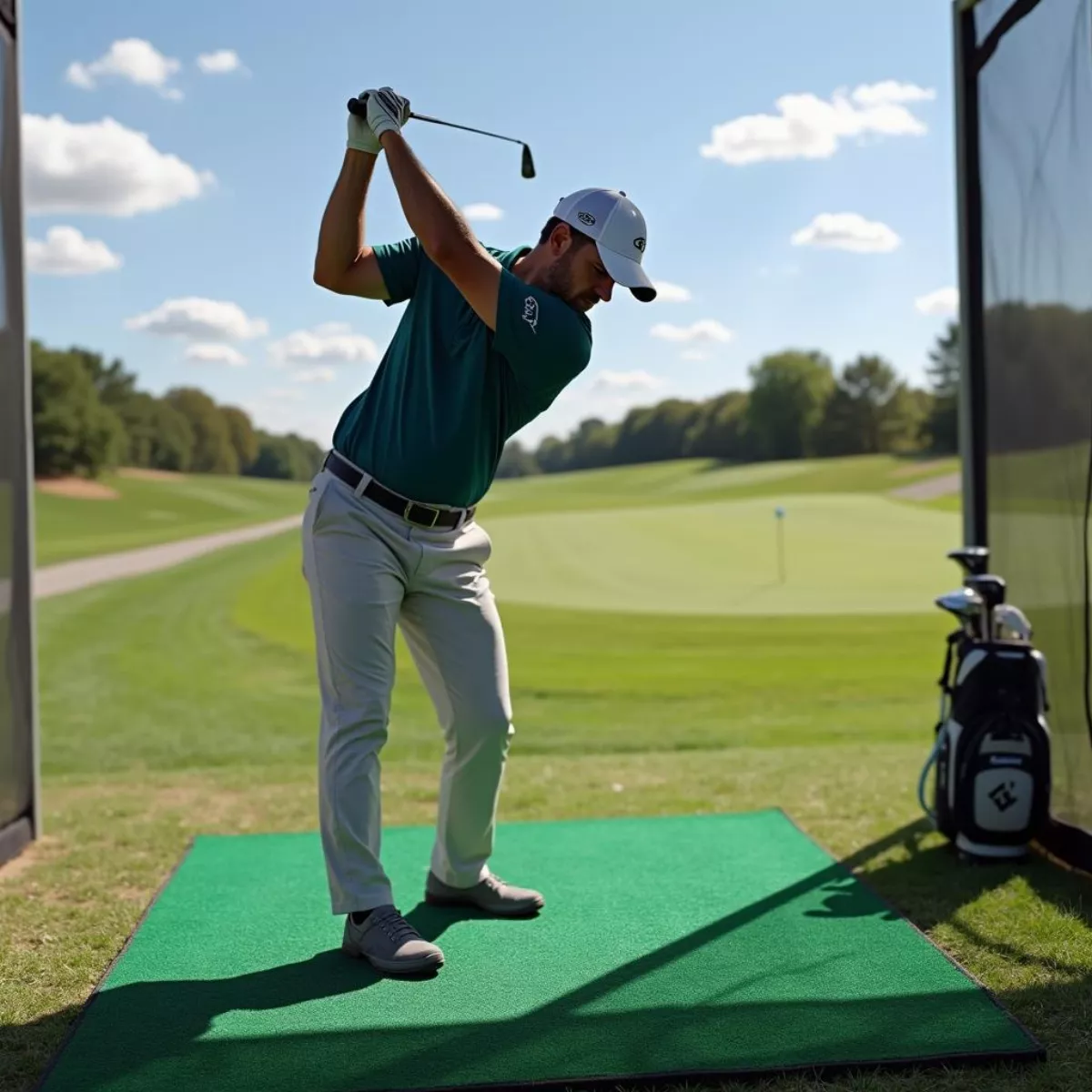 Golfer Practicing Their Swing On The Driving Range