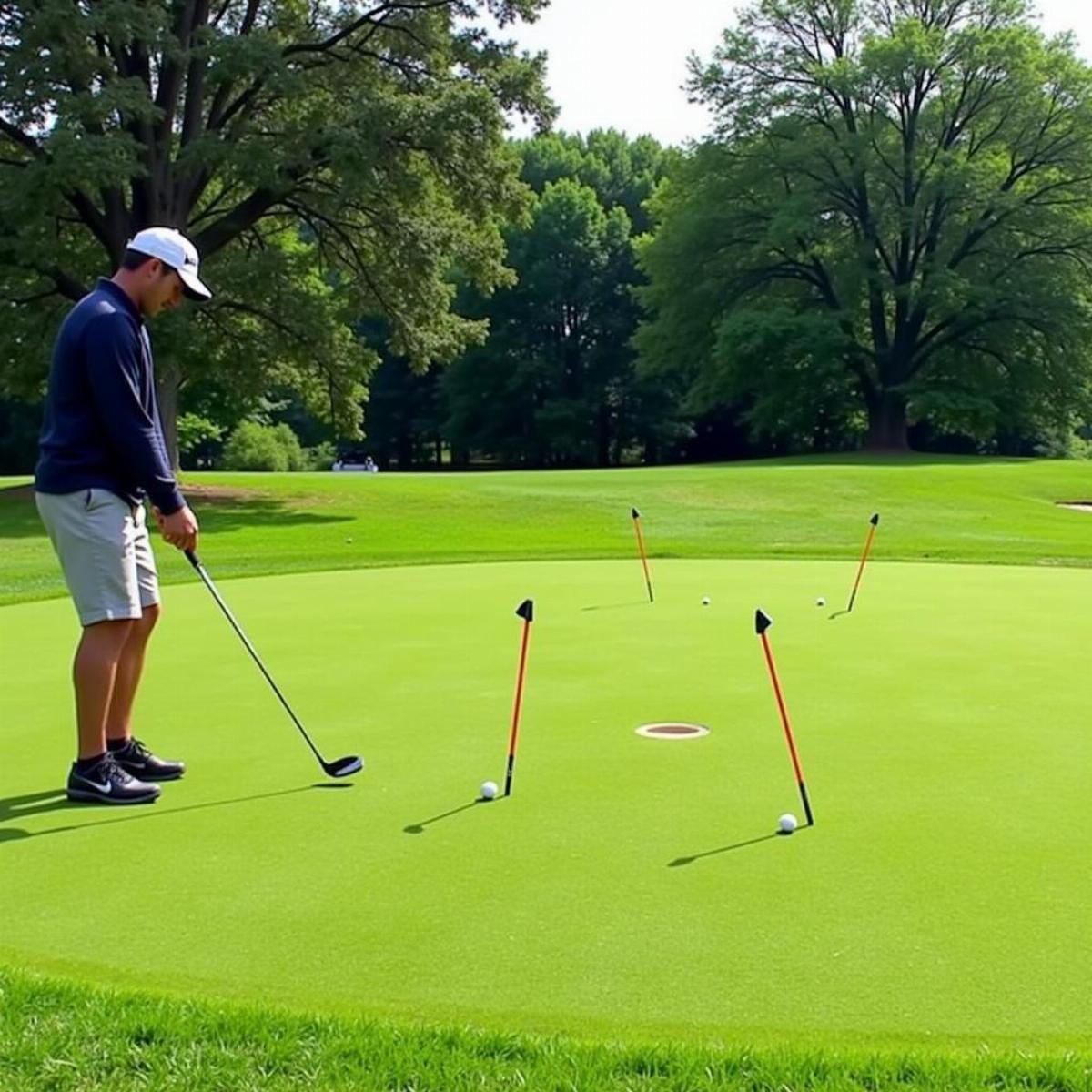 Golfer Practicing Chipping Drill