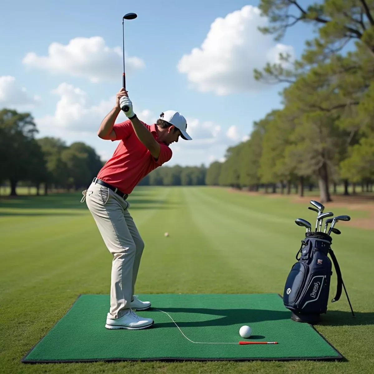 Golfer Practicing Fade Drills