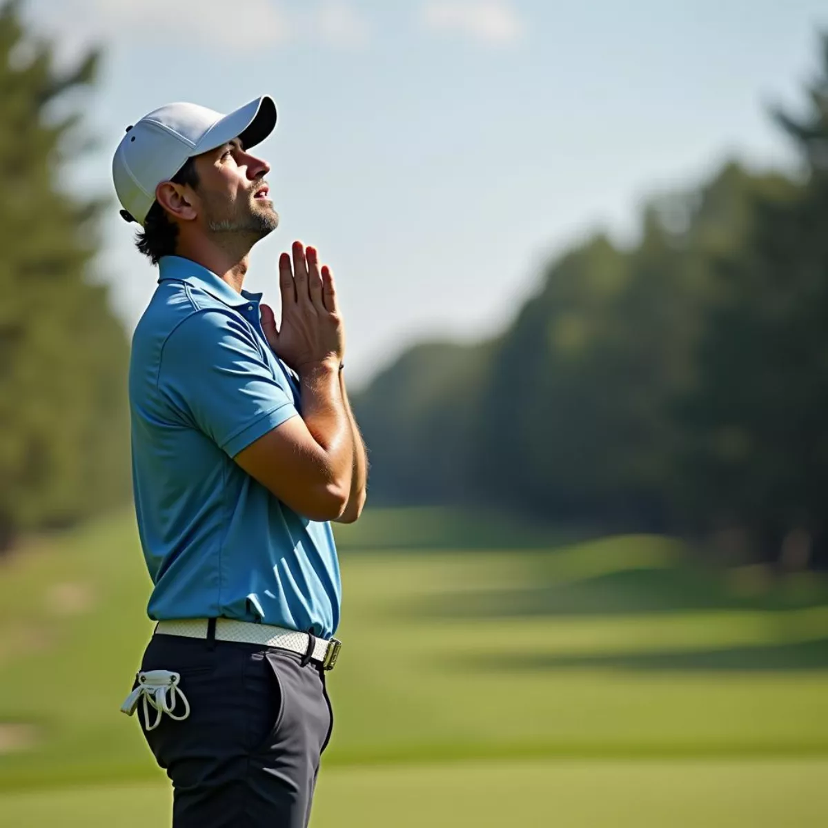 Golfer Practicing Mindfulness On Course