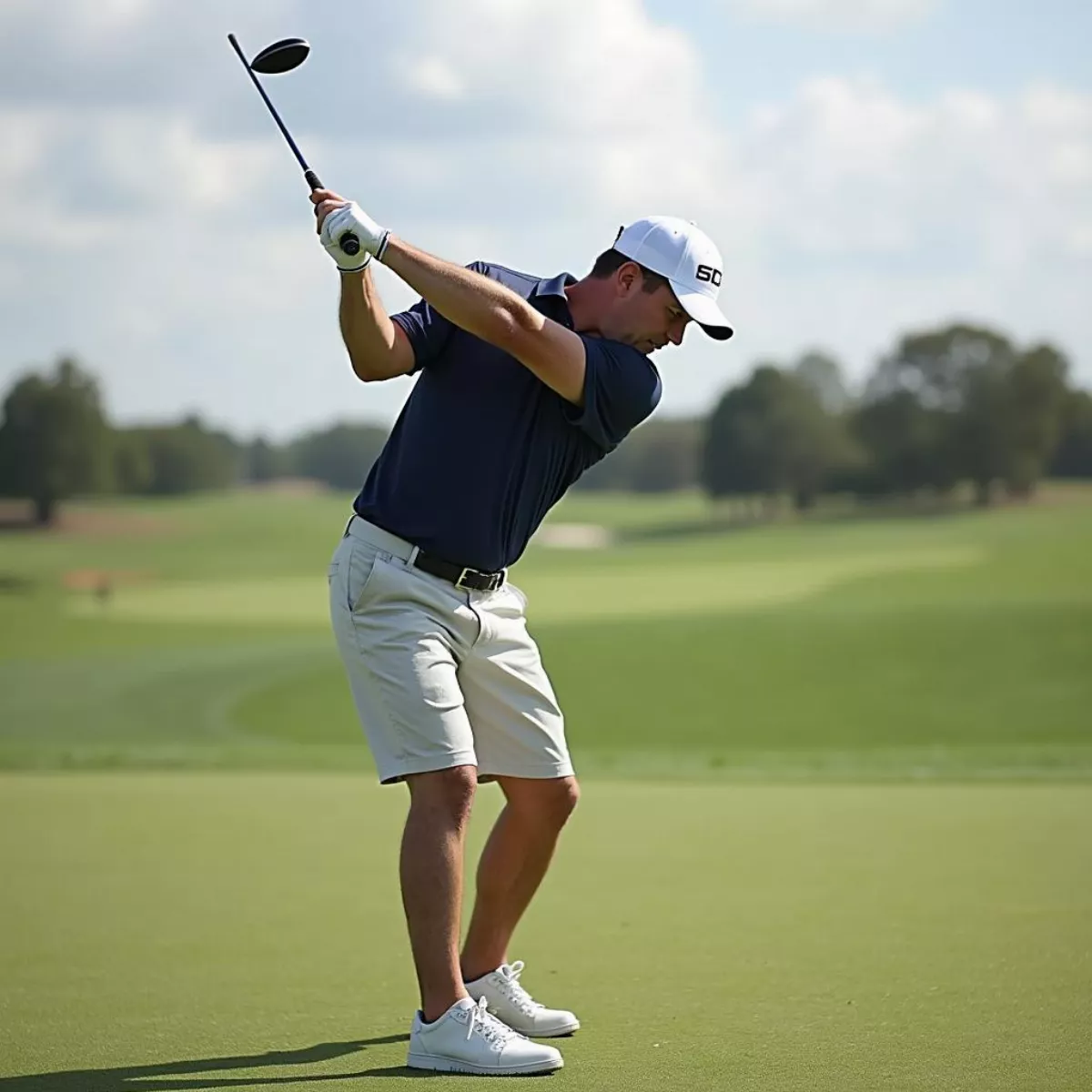 Golfer Practicing One-Handed Drill 