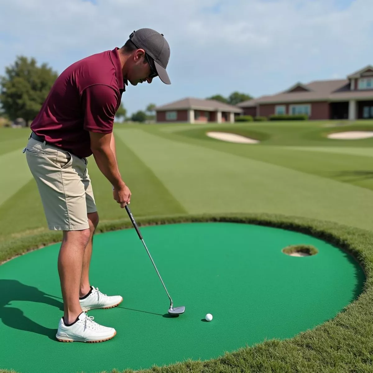 Golfer Practicing Putting Drills