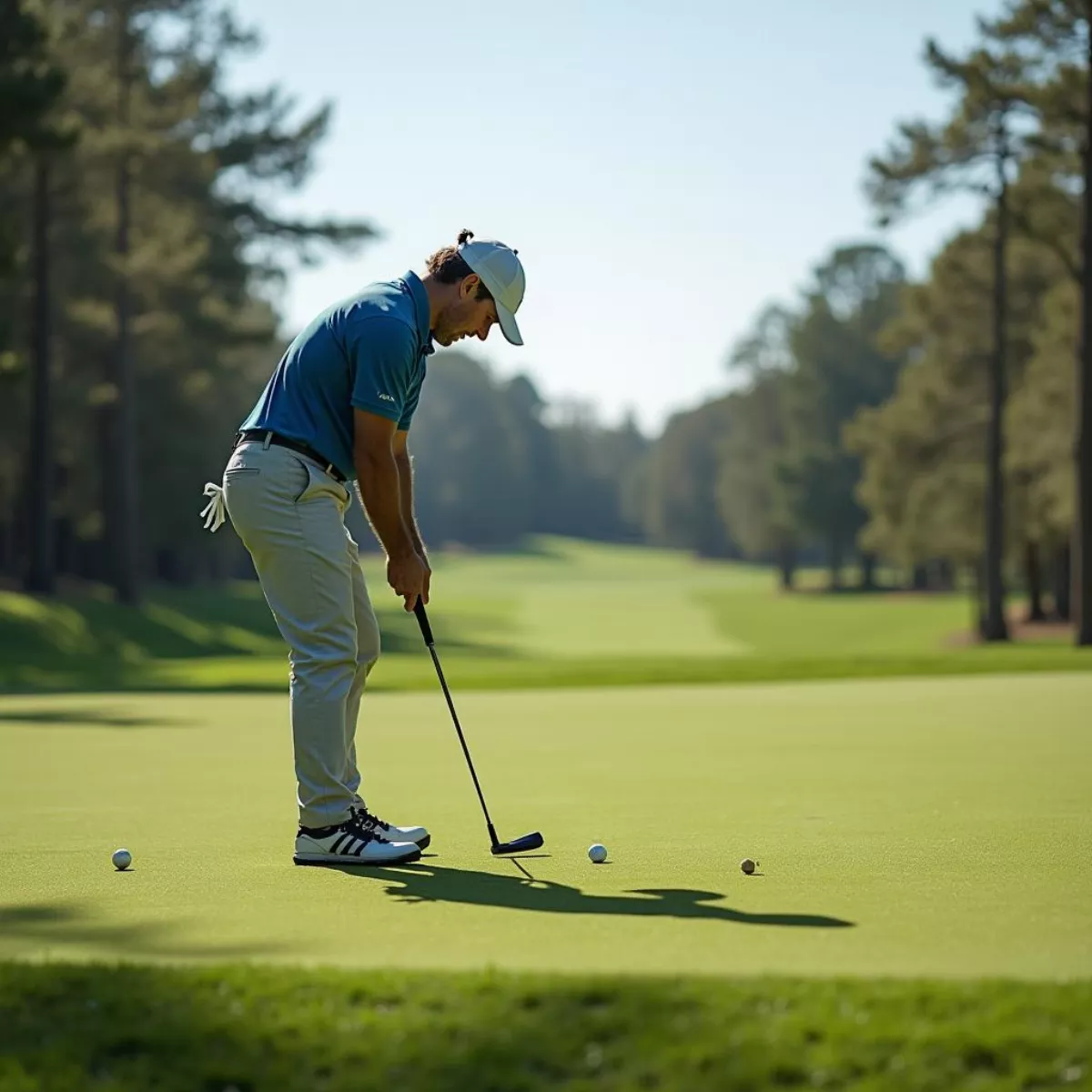 Golfer Practicing Putts