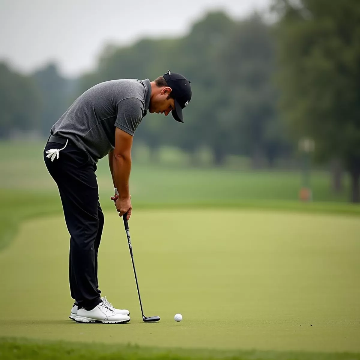 Golfer Practicing Short Game To Improve Handicap