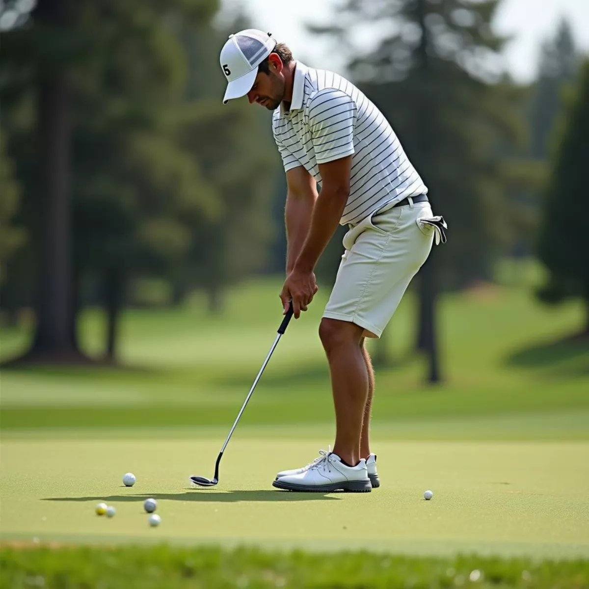 Golfer Practicing Short Game Chipping