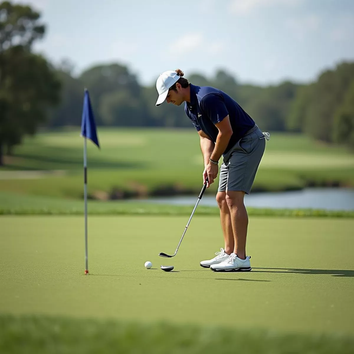 Golfer Practicing Chipping