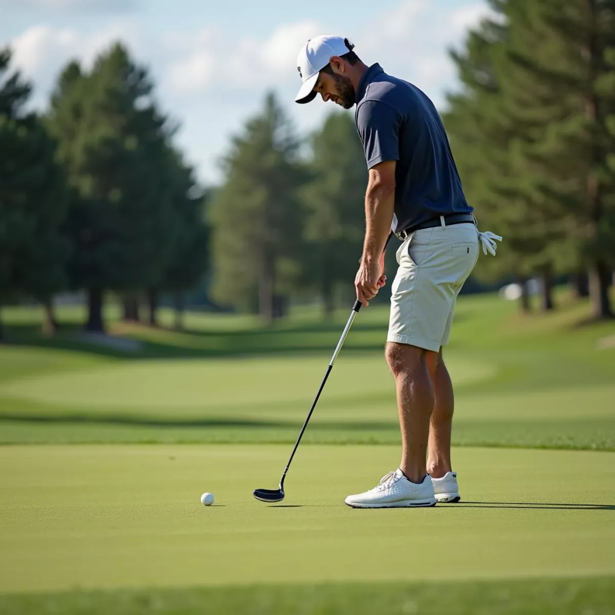 Golfer Practicing Their Short Game On A Putting Green