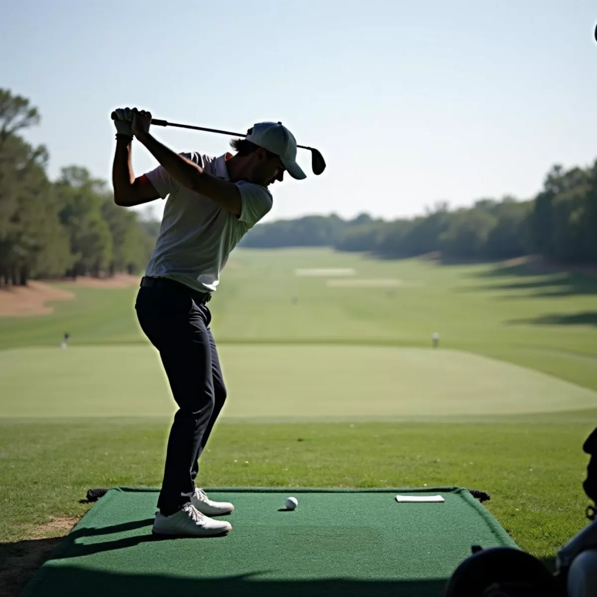 Golfer Practicing Swing For Distance