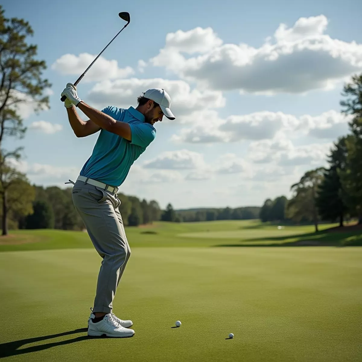 Golfer Practicing Wedge Shots