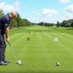 Golfer practicing wedge shots