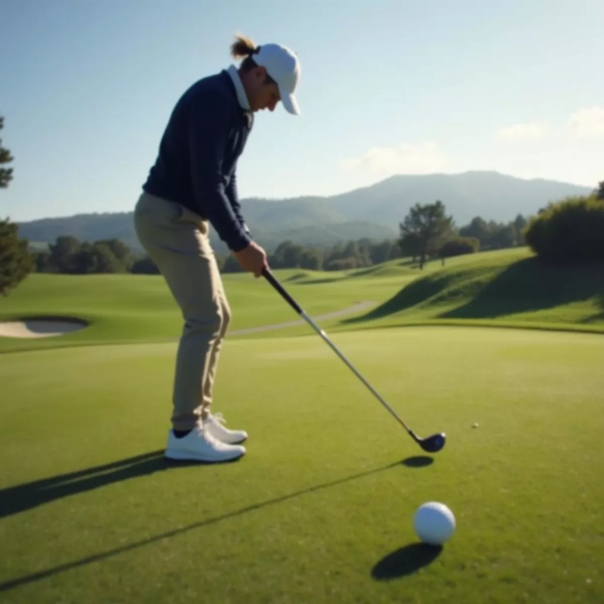 Golfer Preparing For Approach Shot