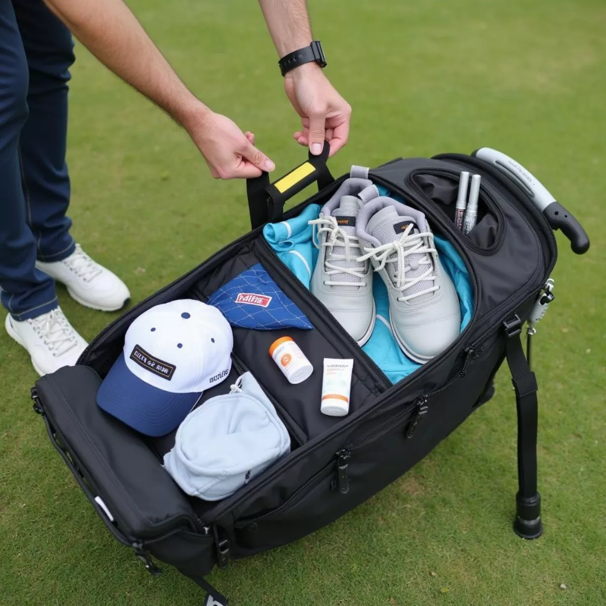 Golfer Preparing Equipment For Spring Season