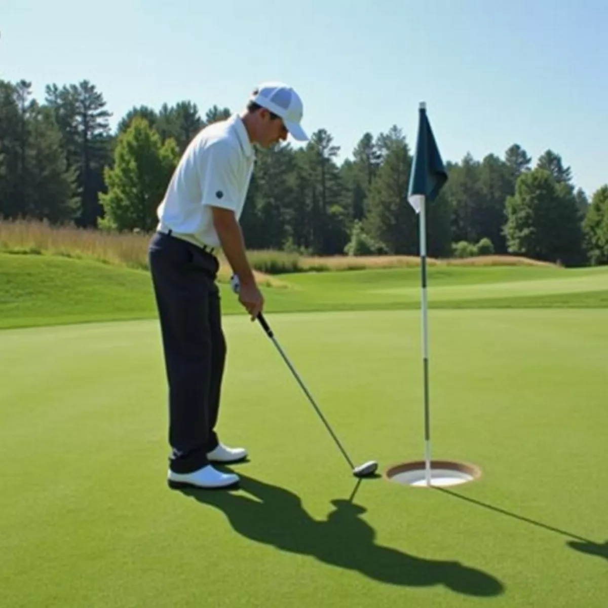 Golfer Preparing For A Lob Wedge Shot