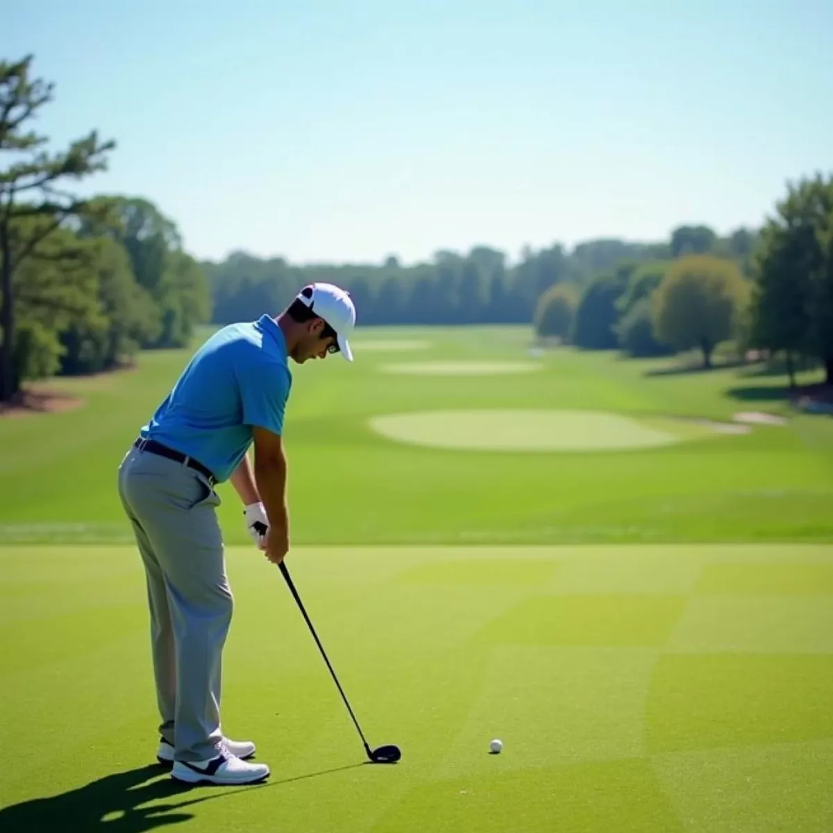 Golfer Aiming For 200 Yard Shot