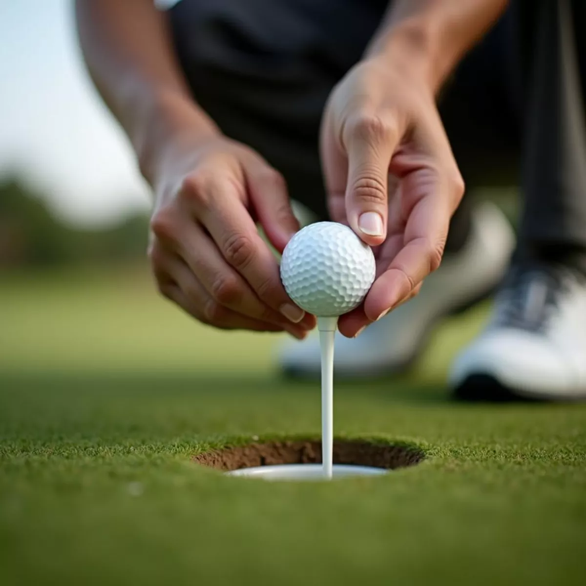 Golfer Preparing To Tee Off