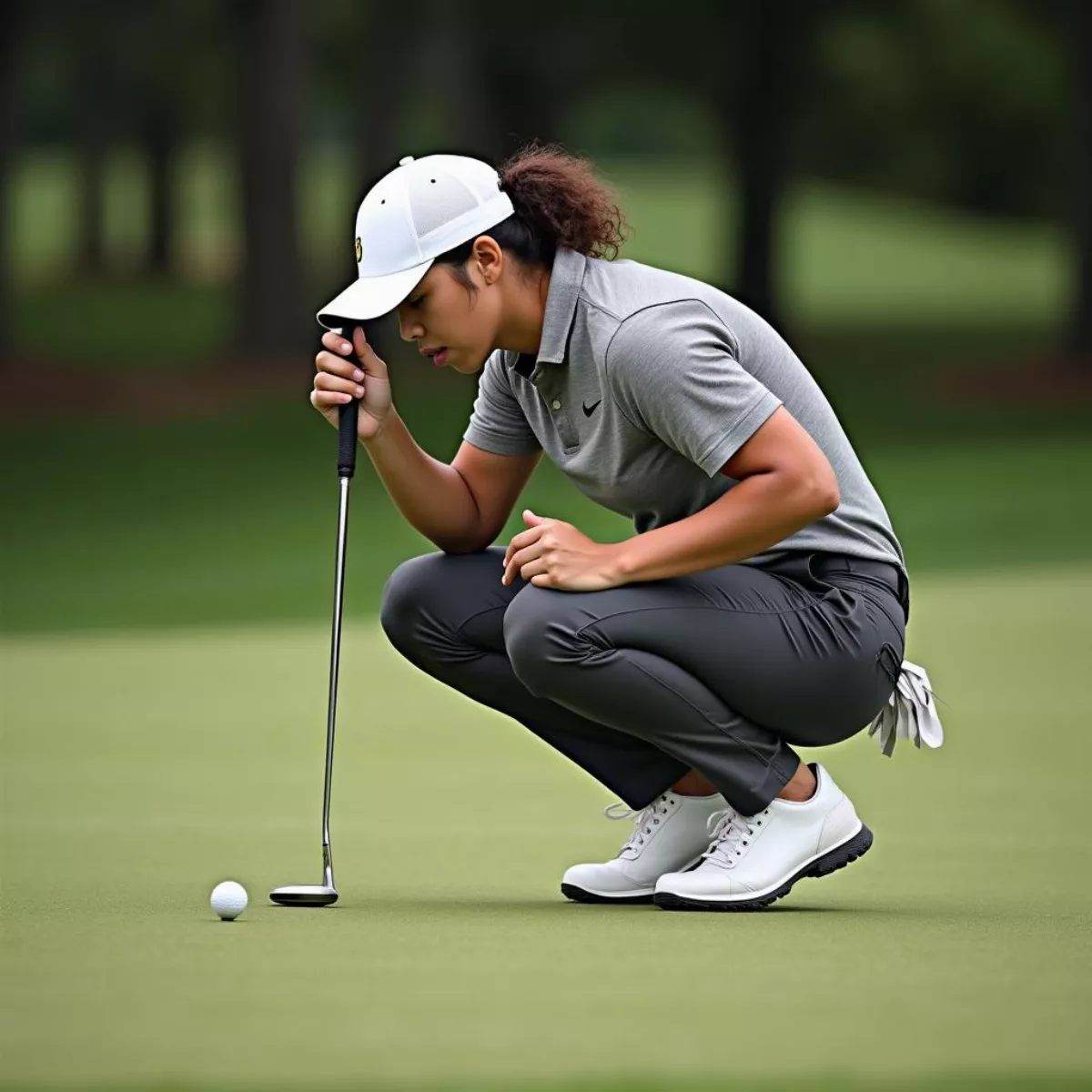 Golfer Putting On The Green