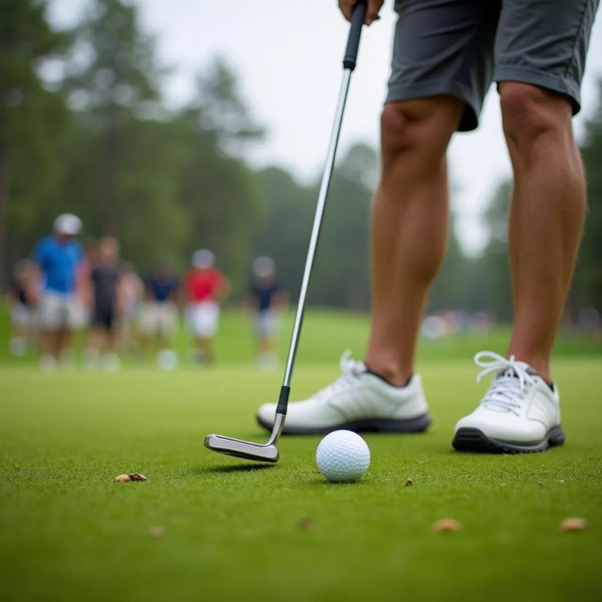 Golfer Putting On The Green