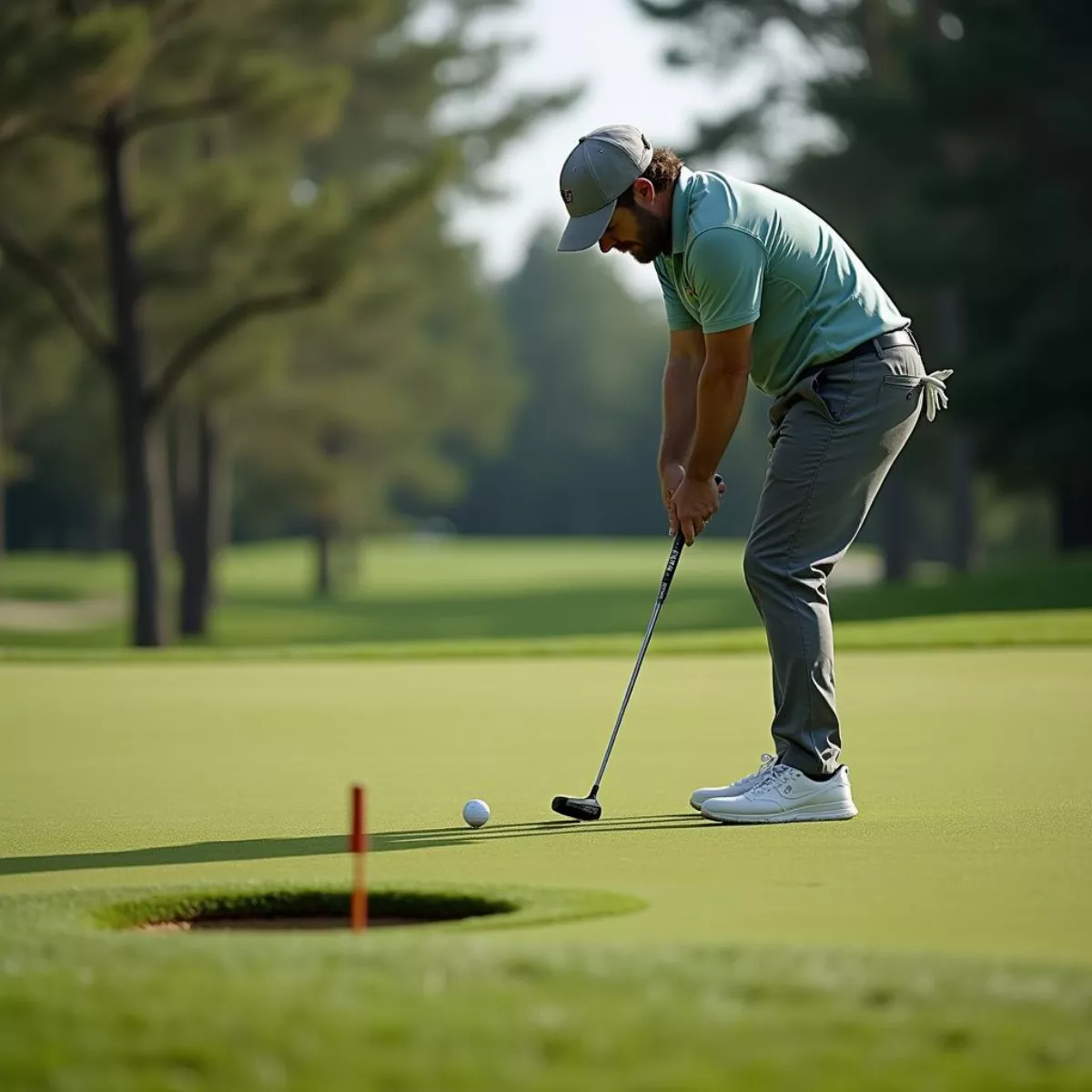 Golfer Putting On Green