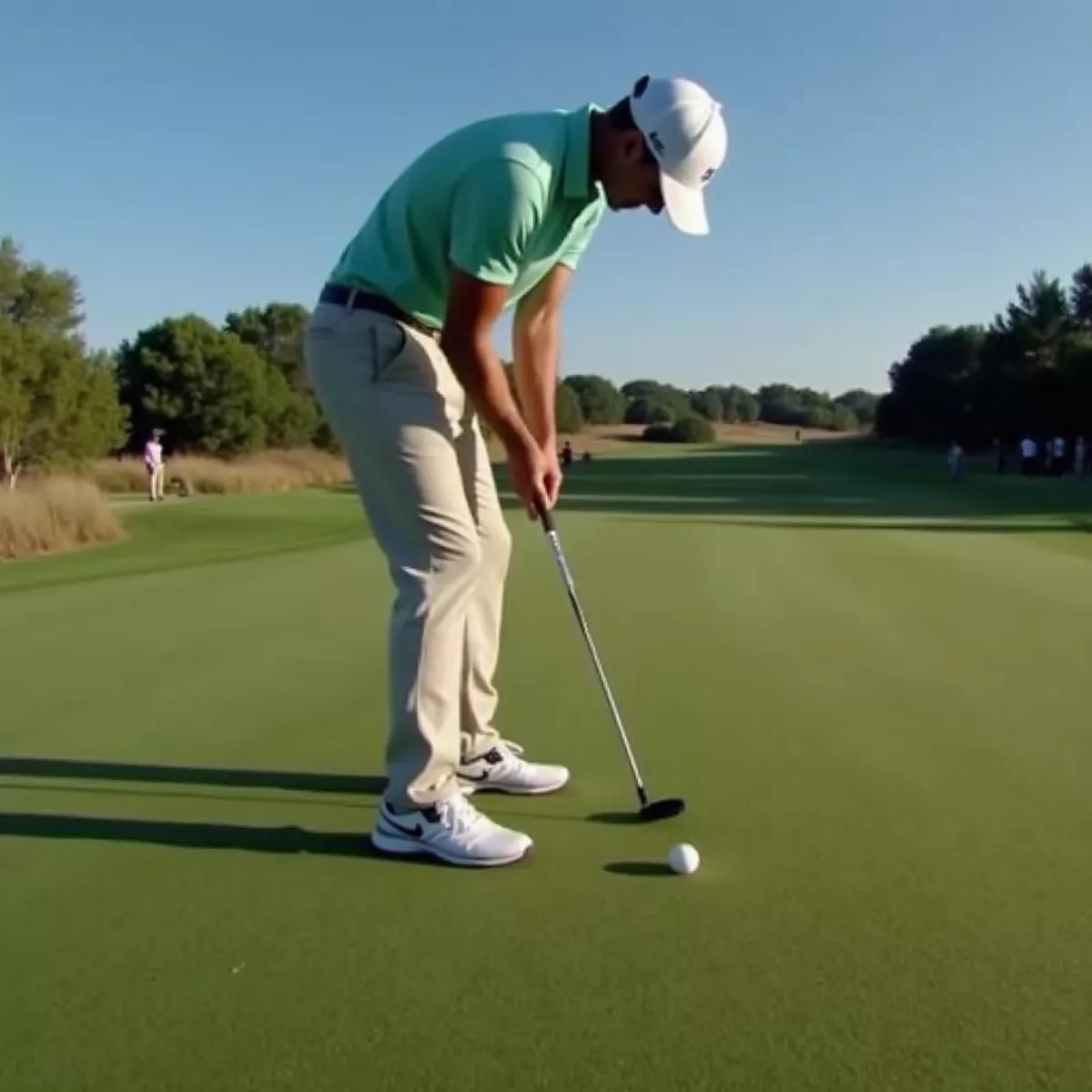 Golfer Putting On The Green