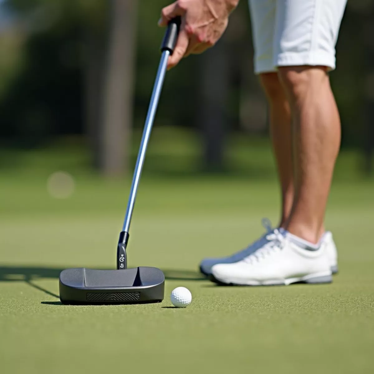 Golfer Putting With Mid Mallet Putter