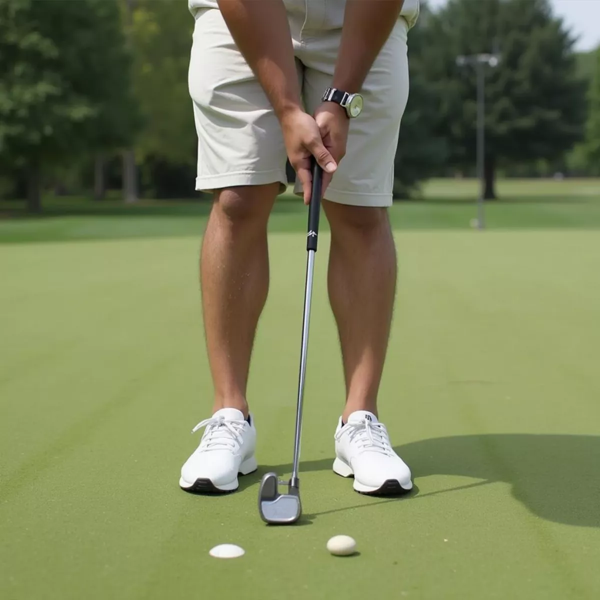 Golfer Using Newport 2 Putter