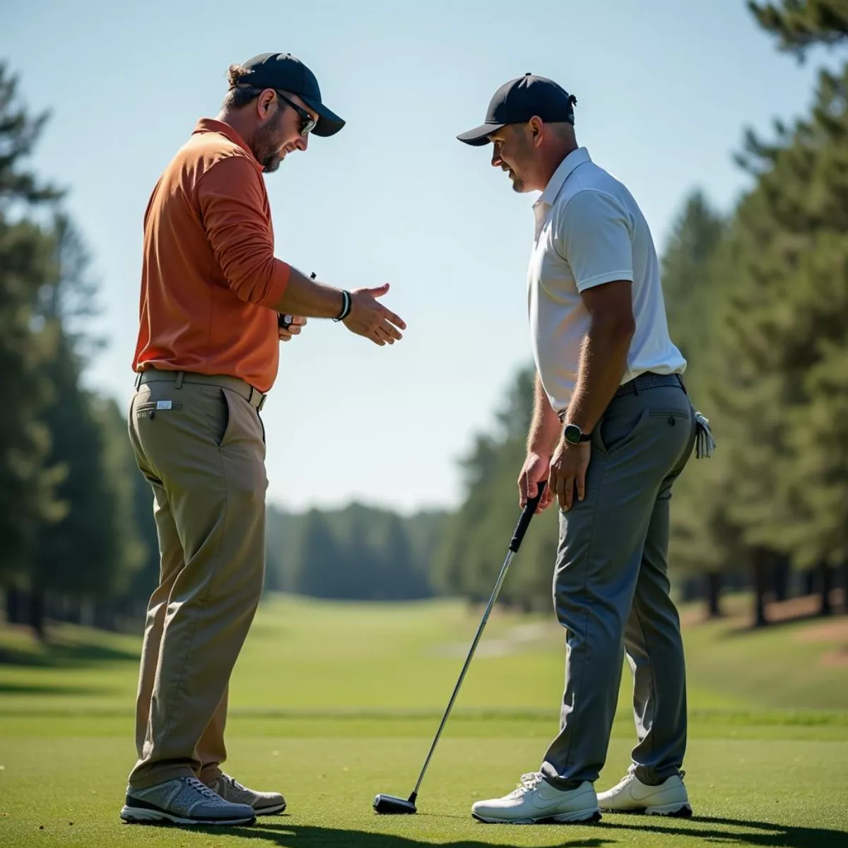 Golfer Receiving Instruction From Coach