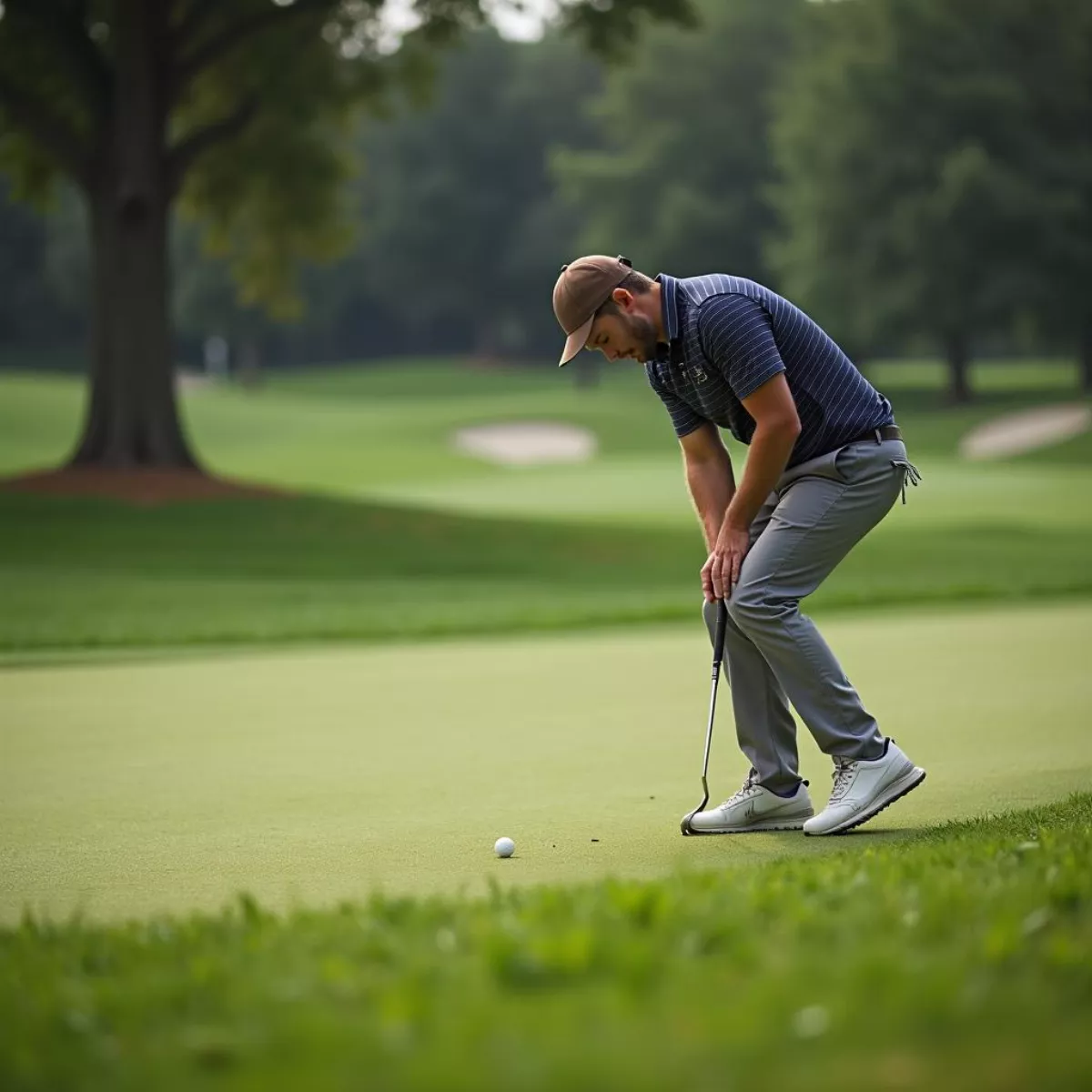 Golfer Searching For Lost Ball