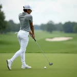 Golfer swinging a club