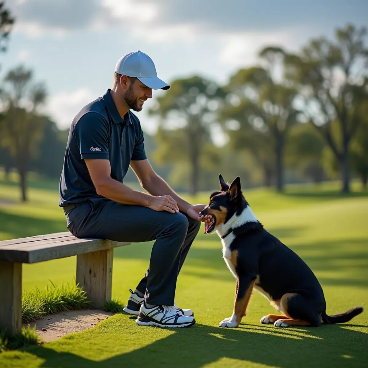 Golfer Resting And Caring For Their Feet