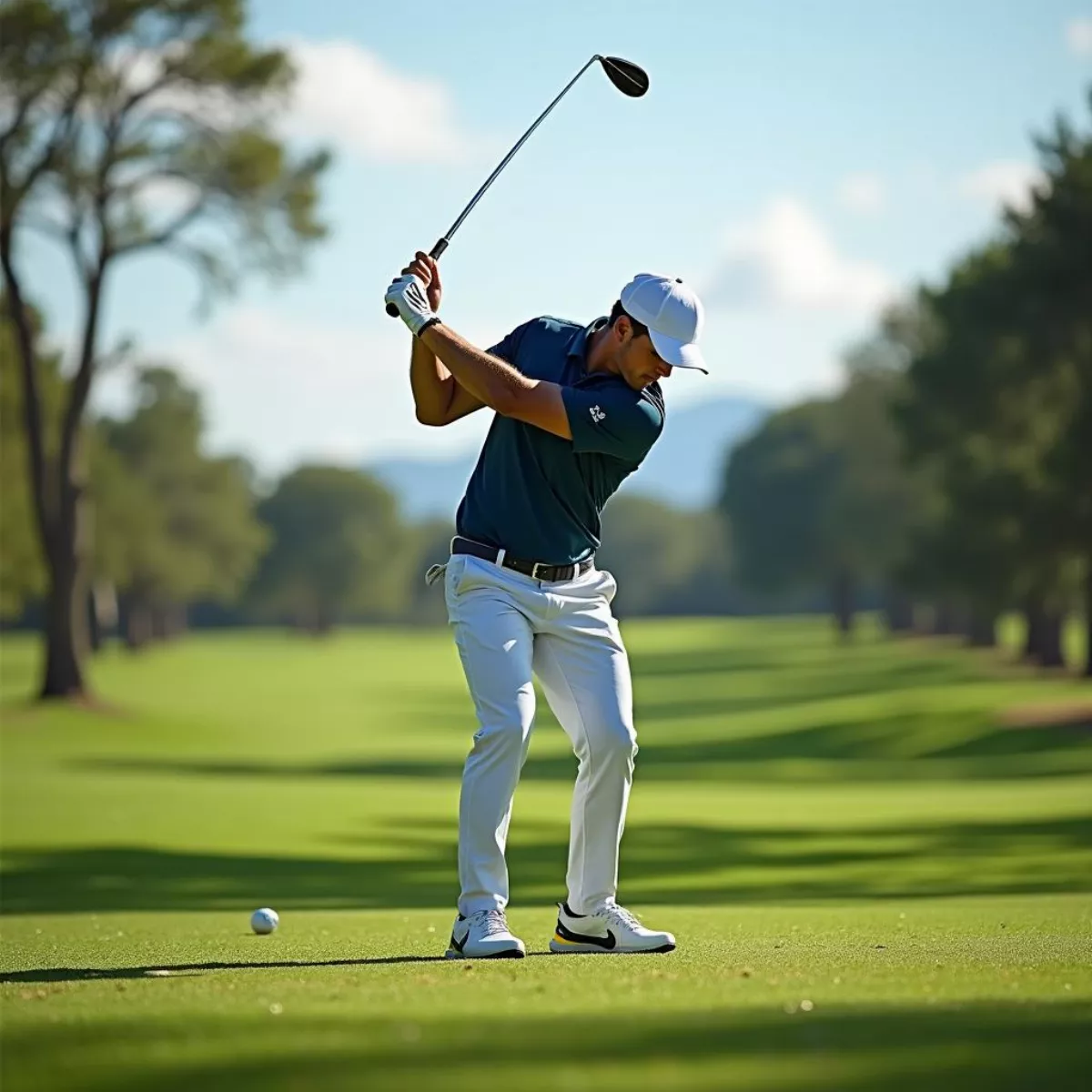 Golfer Swinging On The Course