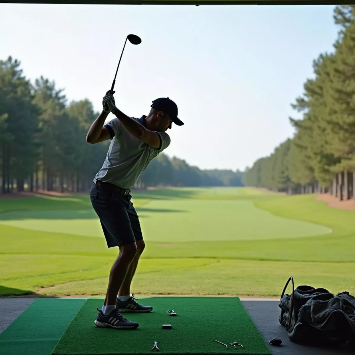 Golfer Practicing Swing