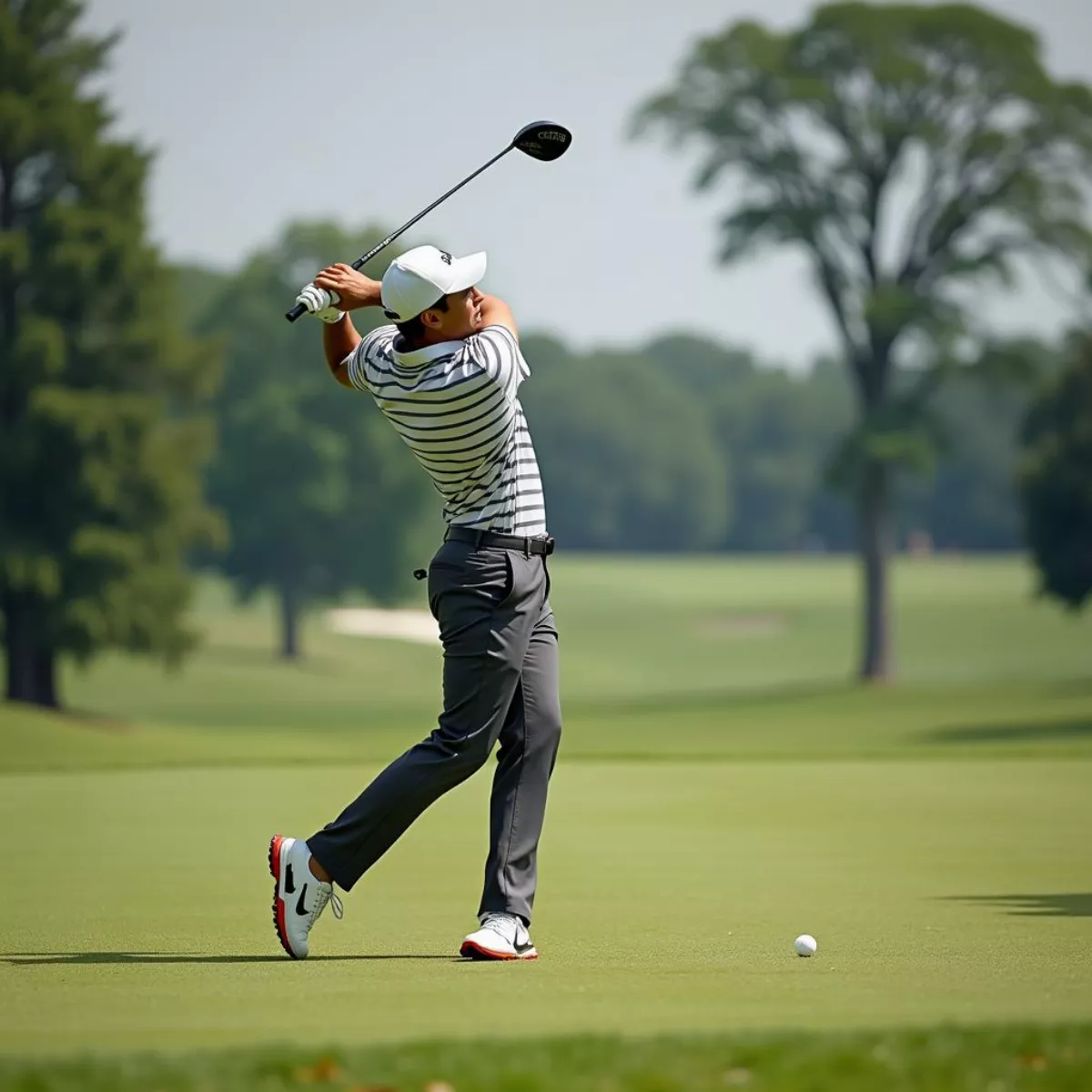 Golfer Teeing Off With Driver