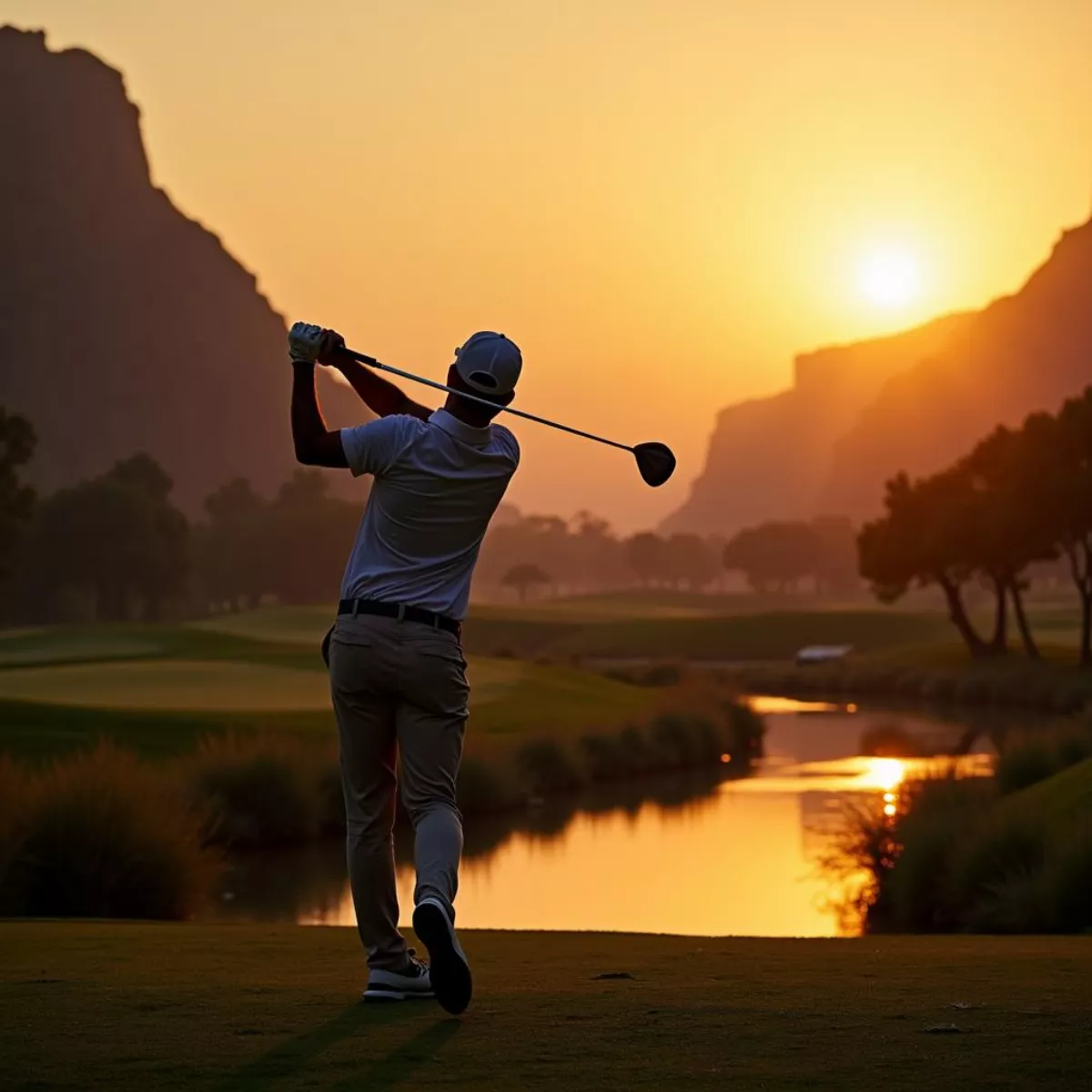 Golfer Teeing Off At Emerald Canyon