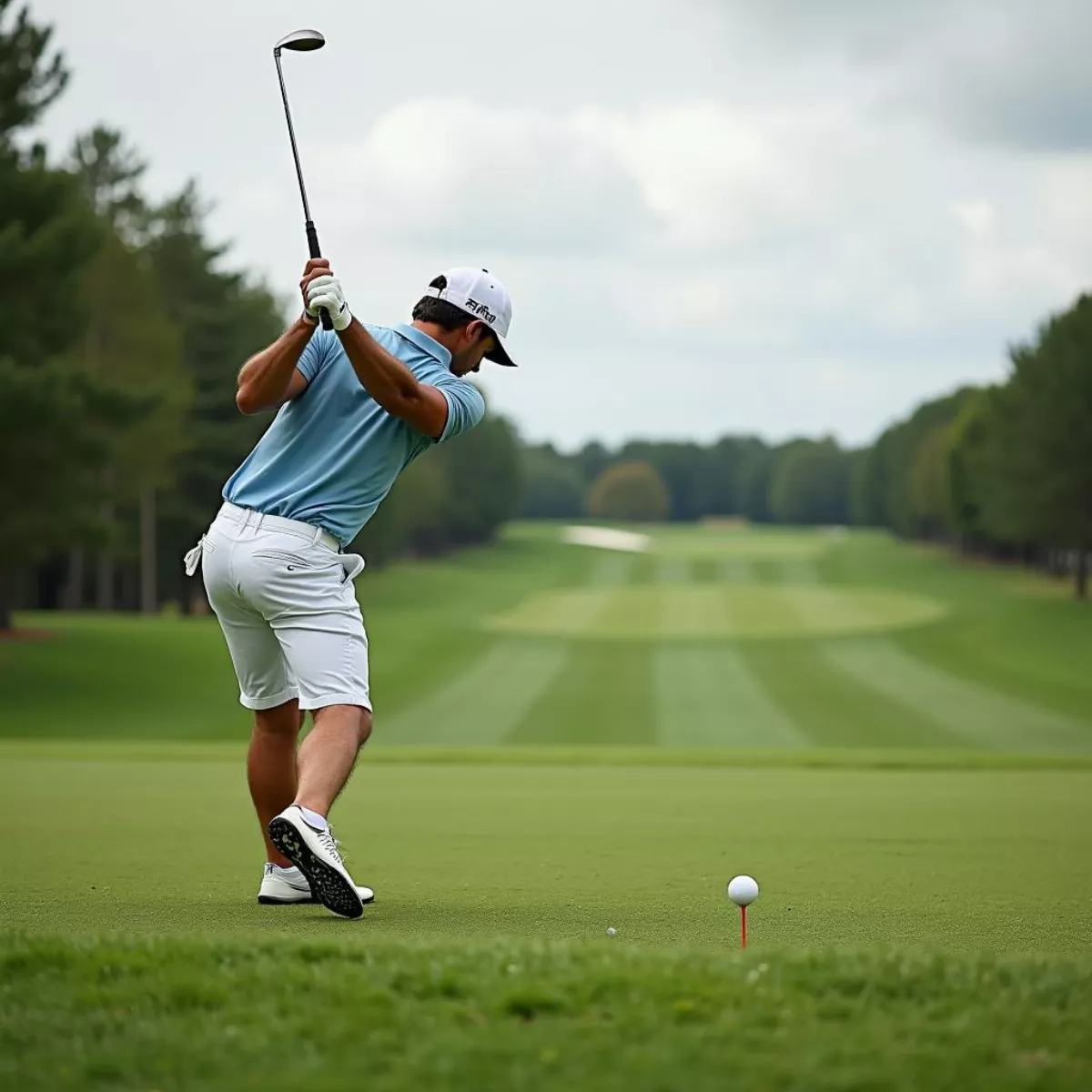 Golfer Teeing Off With Driver