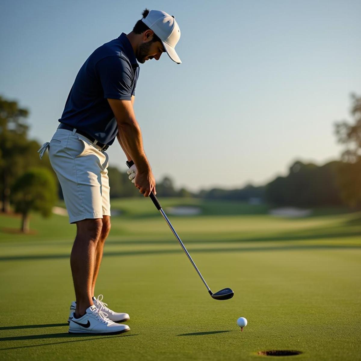 Golfer Using Driver With Tee