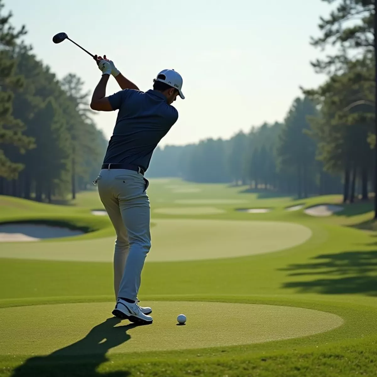 Golfer Using Driving Iron On Tee Box