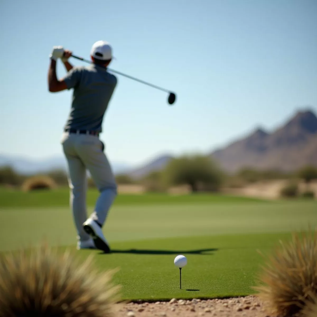 Golfer Teeing Off - Low Angle Shot