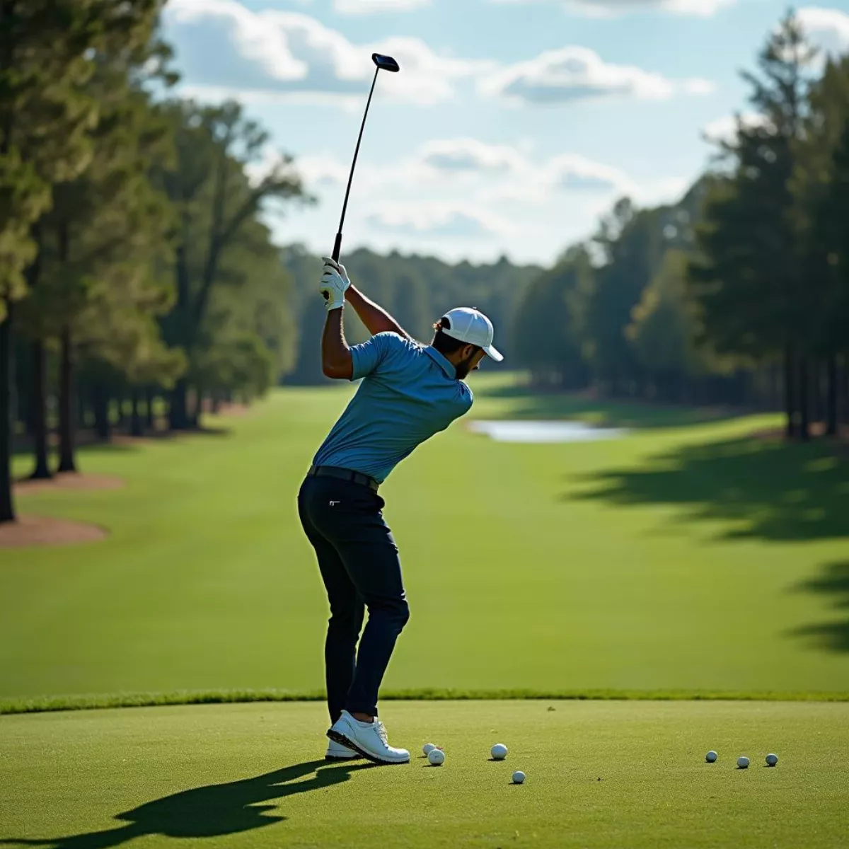 Golfer Teeing Off On Golf Course