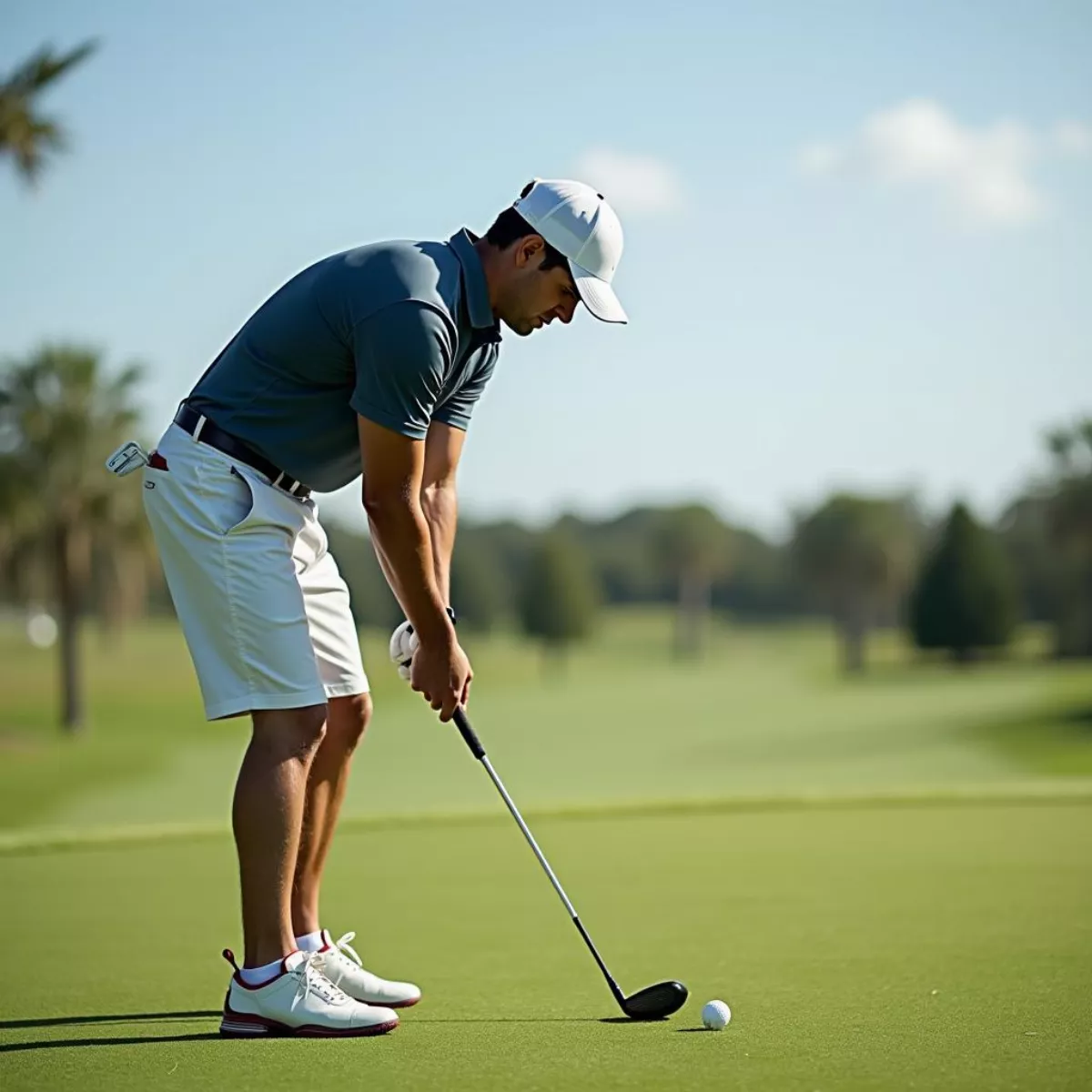 Golfer Teeing Off With Driver