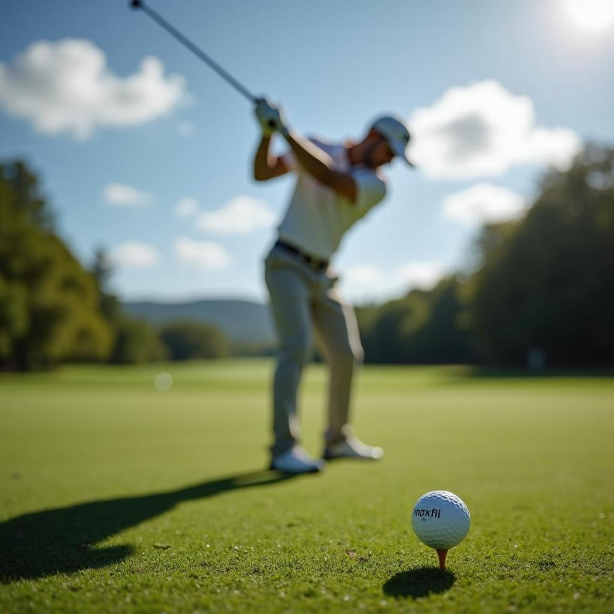 Golfer Teeing Off With Maxfli