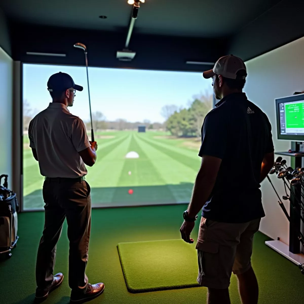 Golfer Testing Different Golf Clubs