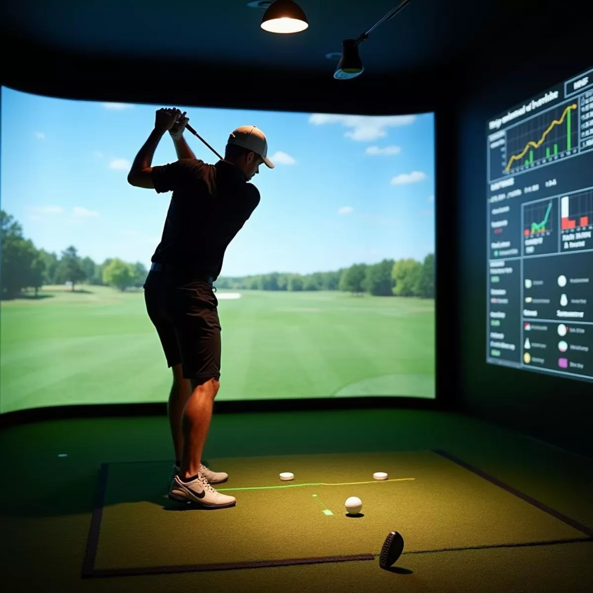 Golfer Testing Drivers In Simulator