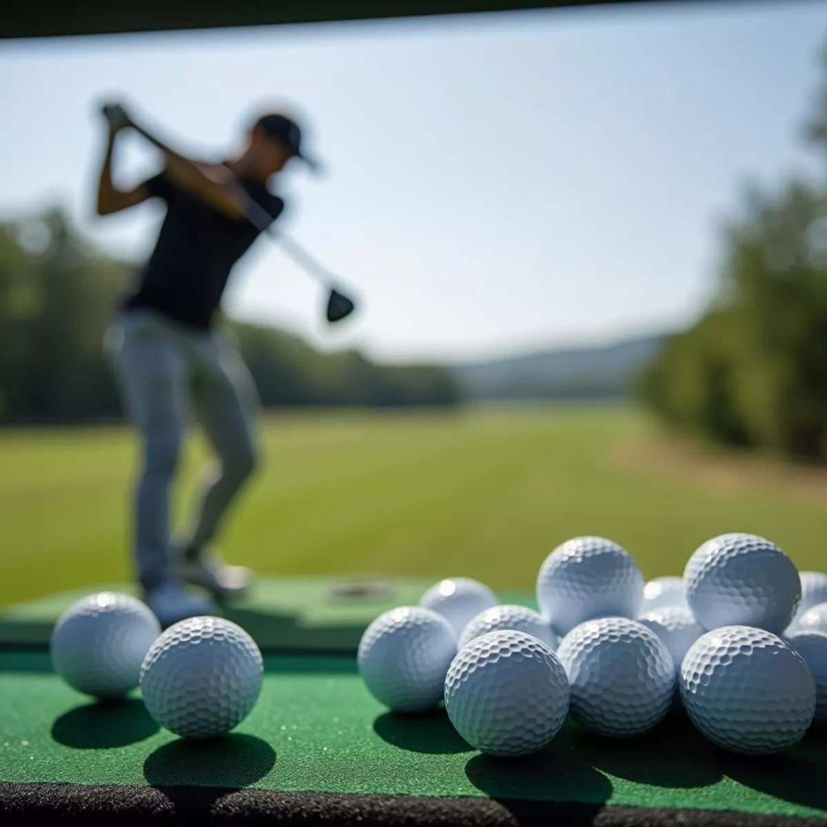 Golfer Testing Golf Balls On Driving Range