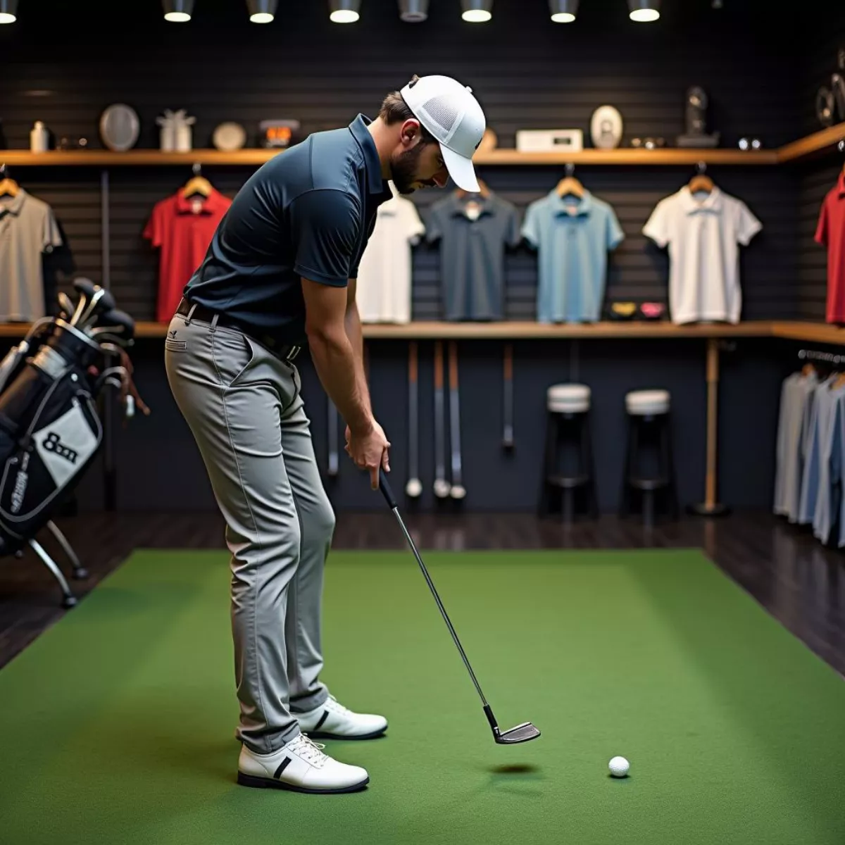 Golfer Testing Putter Shafts