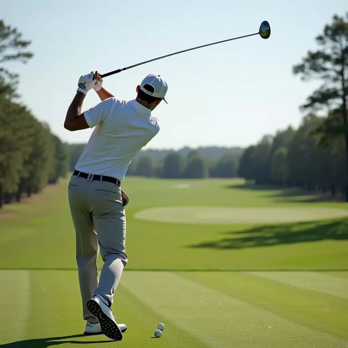 Golfer Using A 10 Iron For An Approach Shot