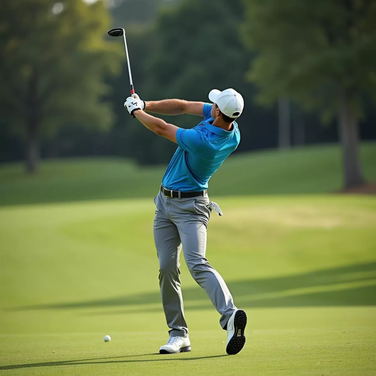 Golfer Using 5 Wood On Fairway