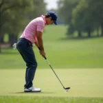 Golfer using 58 degree wedge for a chip shot