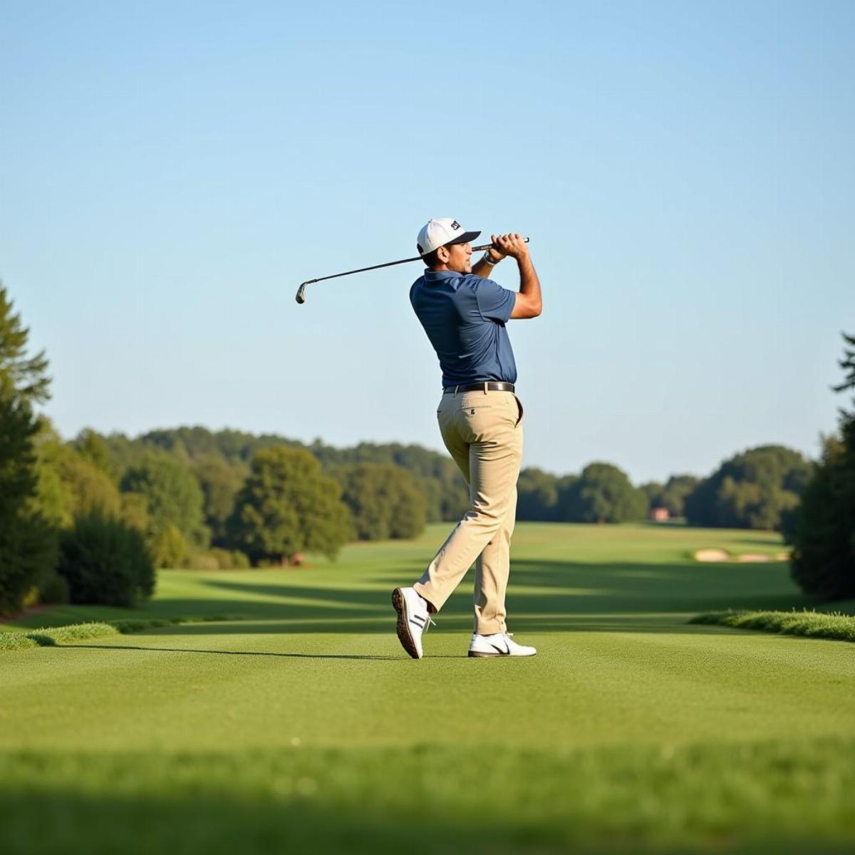 Golfer Using 7 Wood on Fairway